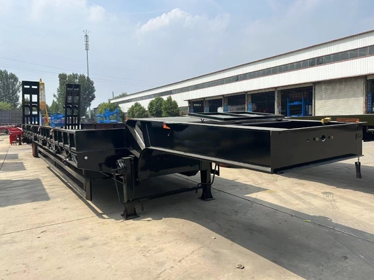 3 Axle 60 Ton Lower Deck Flat Deck Low Bed Semi-Trailer for Heavy Duty Transportation