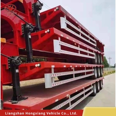 Manual Landing Leg 3 Axles 40 FT 50 Tons Flatbed Semi-Trailer for Container Transport