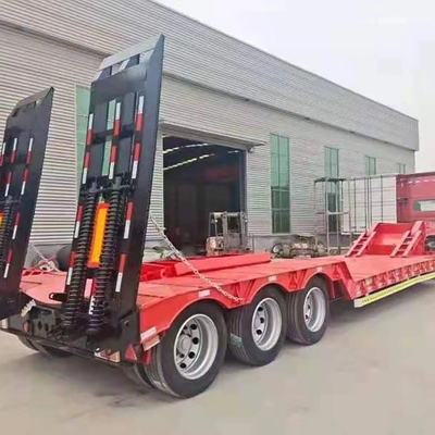Lowest 3 Axles 14m 40FT Flatbed Low Bed Semi Trailer with ABS Anti-lock Braking System