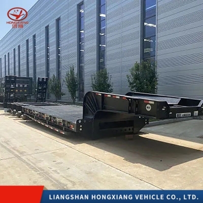 60 Tons Low Bed Semi Trailers with ABS Anti-lock Braking System and Flatbed Design
