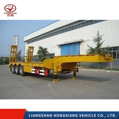 60 Tons Low Bed Semi Trailers with ABS Anti-lock Braking System and Flatbed Design