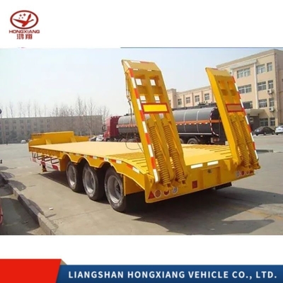 60 Tons Low Bed Semi Trailers with ABS Anti-lock Braking System and Flatbed Design