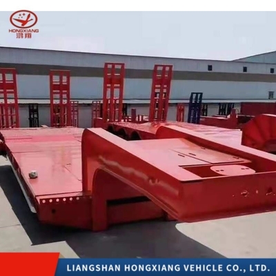 60 Tons Low Bed Semi Trailers with ABS Anti-lock Braking System and Flatbed Design