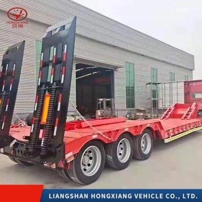 60 Tons Low Bed Semi Trailers with ABS Anti-lock Braking System and Flatbed Design