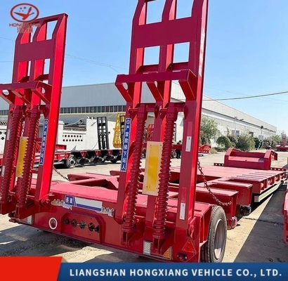 Landing Leg Two Speed Heavy Duty Excavator Transport Low Loader Bed Semi Truck Trailer