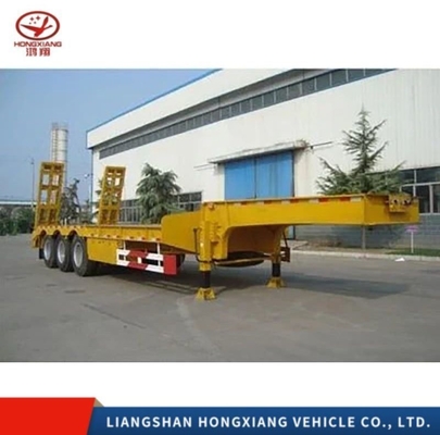 80 Tons Heavy Duty Excavator Transport Low Loader with Steel and Hydraulic Extendable
