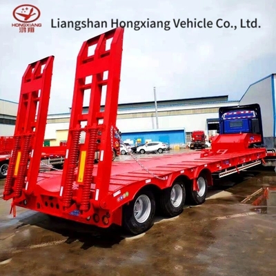 3 Axles 80t Lowbed Low Flatbed Loader Drop Deck Trailer with Consult Customer Service