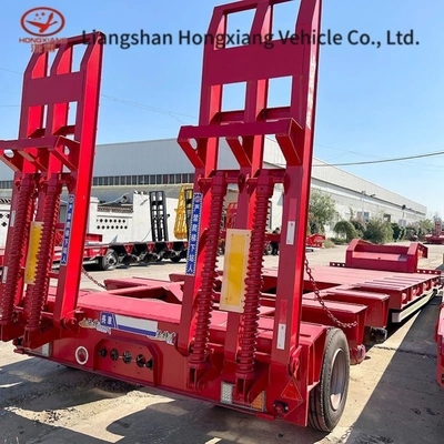 3 Axles 80t Lowbed Low Flatbed Loader Drop Deck Trailer with Consult Customer Service