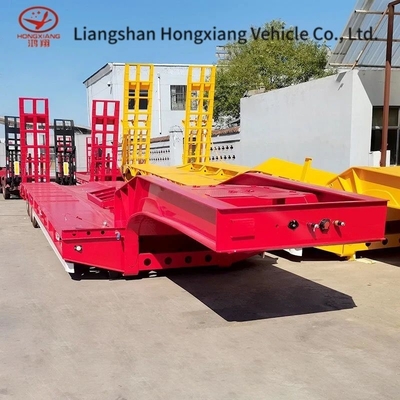 3 Axles 80t Lowbed Low Flatbed Loader Drop Deck Trailer with Consult Customer Service
