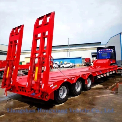 Customization 3 Axle Low Bed Semi Trailer Low Flatbed Heavy Equipment Carrier Made