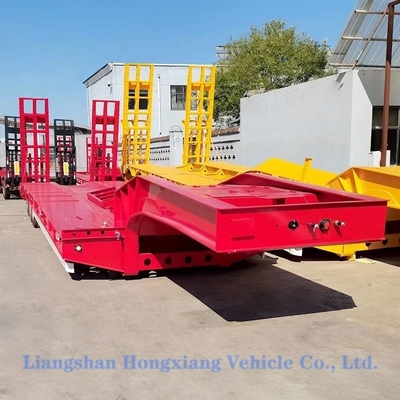 Customization 3 Axle Low Bed Semi Trailer Low Flatbed Heavy Equipment Carrier Made
