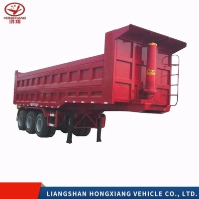 4axle Hydraulic Rectangle Shape End Rear Dump Semi Truck Trailer with 500mm Main Beam