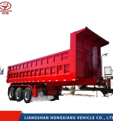 Customized White Color Shot Blast 3 Axles Rear Dump Semi Trailer for Material Hauling