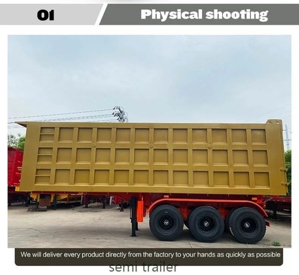Flatbed 3axles 35m3 End Dump Tipper Semi Trailer with 12 Tires Tire Number 12