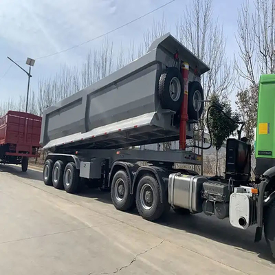Flatbed Three Axles U-Type Tipping Semi Trailer Dump Trailers with Two Speed Landing Leg