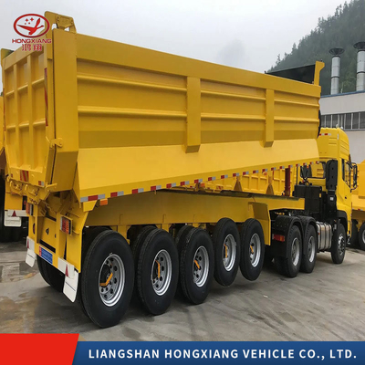 Flatbed Three Axles U-Type Tipping Semi Trailer Dump Trailers with Two Speed Landing Leg