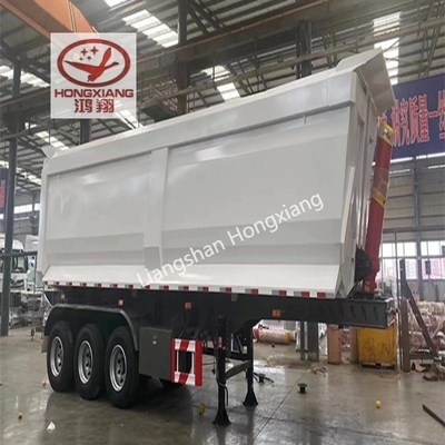 Flatbed Semi Trailer with 60 Cubic Meter Capacity and Hydraulic End Rear Tipper Dump