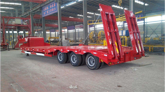 Hydraulic 4 Axle 60ton Gooseneck Low Boy Low Bed Trailer 100 Ton Lowboy Semi Trailer