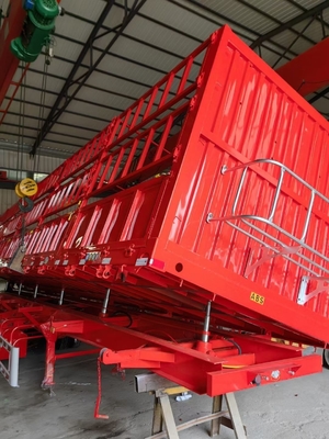 Cross Arm Type 40-80 Ton 3-Axle Self-dumping Cargo Livestock Fence Truck Trailer
