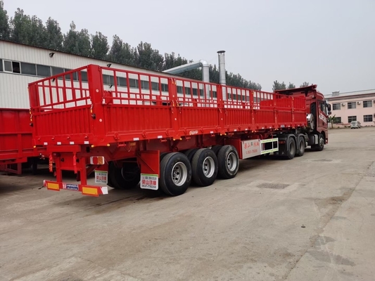 Cross Arm Type 40-80 Ton 3-Axle Self-dumping Cargo Livestock Fence Truck Trailer