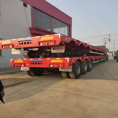 Self-dumping 3 Axle 60 Tons 80ton Lowboy Loader Lowbed Low Bed 3 Axltruck Semi Trailer