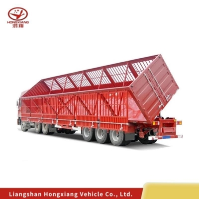 Self-dumping 3axles 50tons Rollover Type Stake Truck Semi Trailer with Customization
