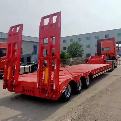 12 Tire 4 Axles 60 Tons Large Extendable Lowbed Trailer Removable Gooseneck Lowboy Trailer