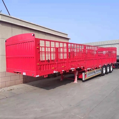 2 Axle Cattle / Horse Transportation Fence Cargo Truck Semi Trailer with Self-dumping