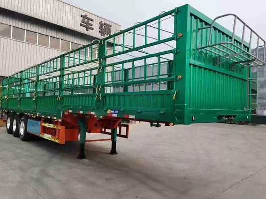2 Axle Cattle / Horse Transportation Fence Cargo Truck Semi Trailer with Self-dumping