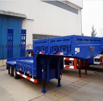 13m50t 3axles Low Bed Truck Trailer with Flatbed Chassis and Hydraulic Extendable Trailer