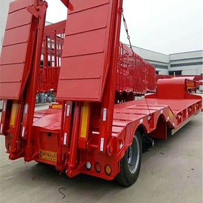 Lowboy Semi Trailer 60-80t with Foldable Structure and Flatbed Option Included