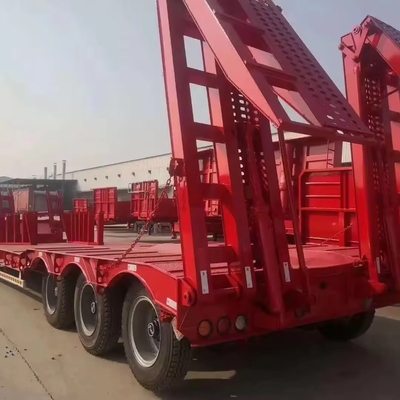 Mac Pherson Type Suspension System 3-Axis Semi-Trailer for 60 Tons Excavator Transporting