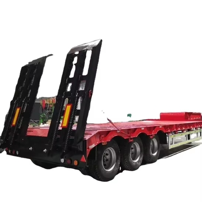 3 Axles 40 FT Flatbed 50 Ton Low Flatbed Semi Container Shipping Trailer with Design
