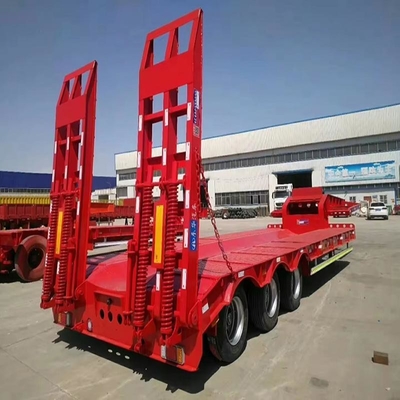 Customization 3 Axles 80t Lowbed Lowboy Low Flatbed Loader Drop Deck Trailer Tread 1820mm