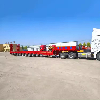 180T 200T Extendable Modular Low Bed Flatbed Trailer 16 Axles in 8 Lines Heavy Duty Loader Truck