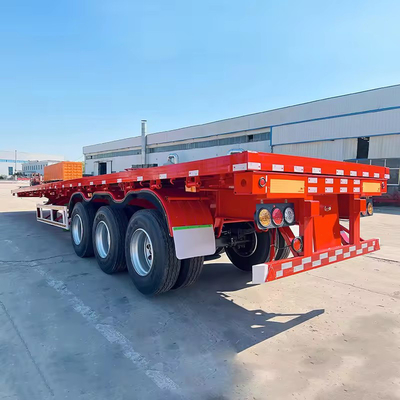 40 FT Flat Half Low Bed Loader Hook Board Transport Trailer with Tread 1820mm Flatbed