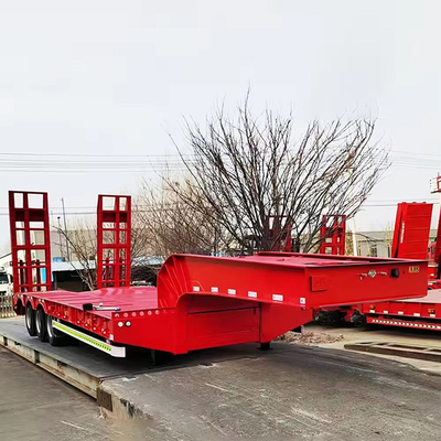 40 FT Flat Half Low Bed Loader Hook Board Transport Trailer with Tread 1820mm Flatbed