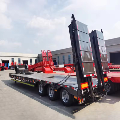 High Load Capacity 2-Axle 80t Low Bed Container Chassis Flatbed Trailer Customization