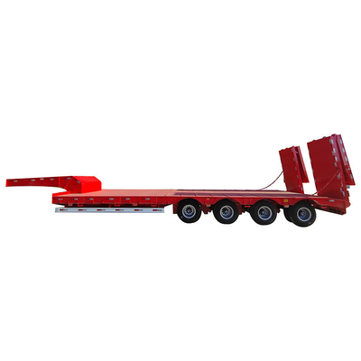Manual Landing Leg 60-80 Ton Lowboy Semi Trailer with Dolly 3 4 5 Axle 1820mm Tread
