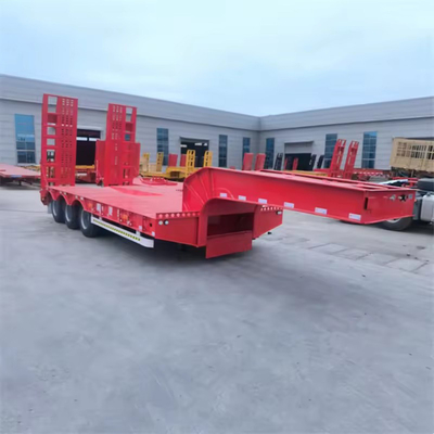 40FT 3 Axle 60ton Multi-Axle Low Flatbed Trailer with Hydraulic Ramp and Customizable