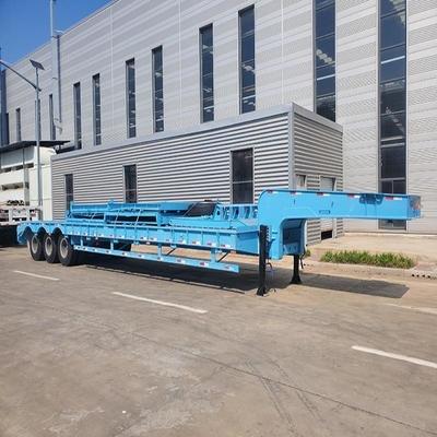 40FT 3 Axles Low Bed Container Gooseneck Flatbed Semi Trailer with Wide Climbing