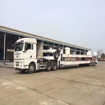 40FT 3 Axles Low Bed Container Gooseneck Flatbed Semi Trailer with Wide Climbing