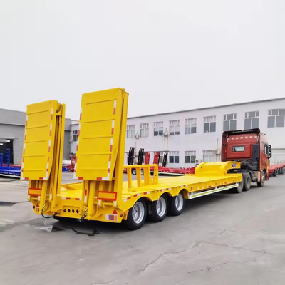 40FT 3 Axles Low Bed Container Gooseneck Flatbed Semi Trailer with Wide Climbing