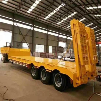 12m Flatbed Flat Bed Cargo Semi Trailers with 3 Axles Gooseneck Transport Low Bed