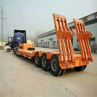 12m Flatbed Flat Bed Cargo Semi Trailers with 3 Axles Gooseneck Transport Low Bed