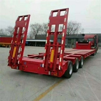 12 Meter Long 2 Axle 40 Ton Heavy Duty Low Flatbed Loader Deck Lowboy Trailers with Ramps