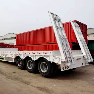 12 Meter Long 2 Axle 40 Ton Heavy Duty Low Flatbed Loader Deck Lowboy Trailers with Ramps