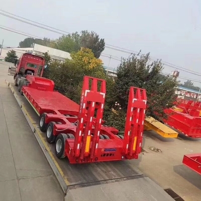 12 Meter Long 2 Axle 40 Ton Heavy Duty Low Flatbed Loader Deck Lowboy Trailers with Ramps