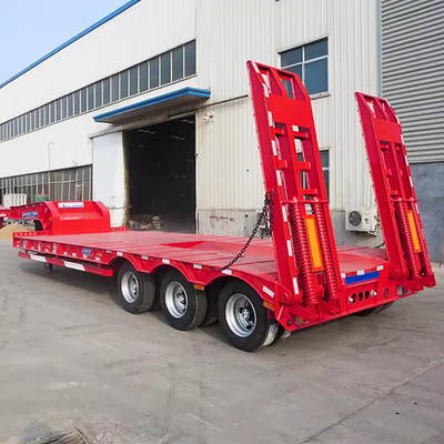 3axles Container Flatbed Trailer 20-60 Feet Flatbed Semi-Trailer with 28t Landing Leg