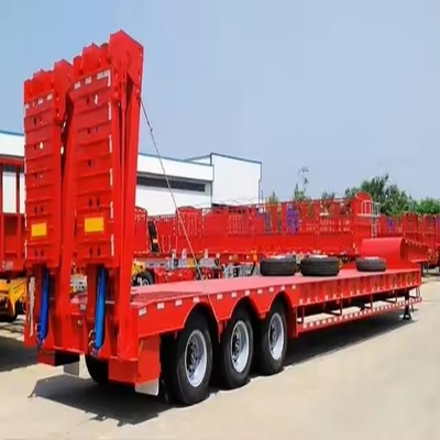 3axles Container Flatbed Trailer 20-60 Feet Flatbed Semi-Trailer with 28t Landing Leg